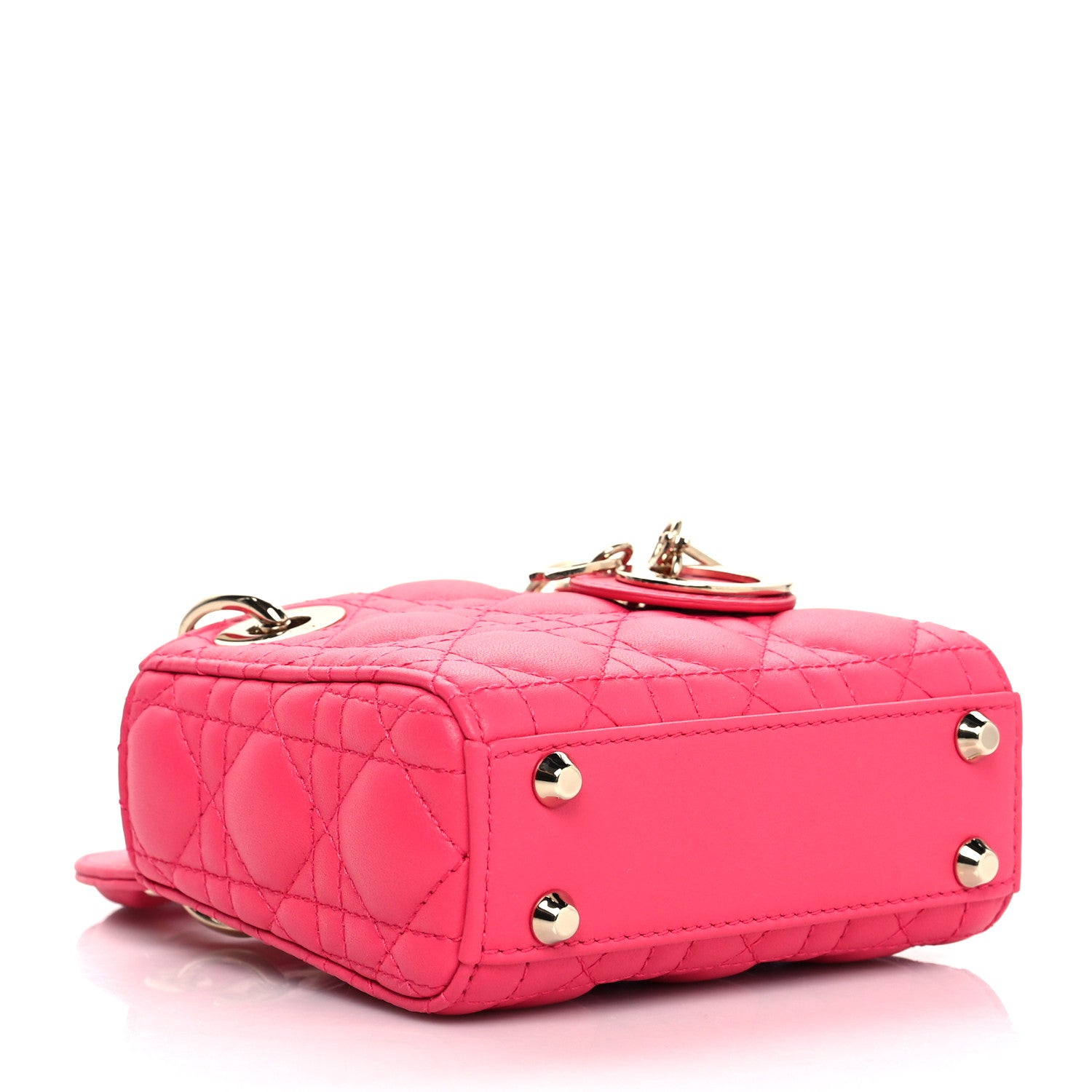 Christian Dior Lambskin Cannage Micro Lady Dior Bright Pink 3 of 9