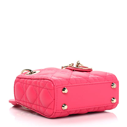 Christian Dior Lambskin Cannage Micro Lady Dior Bright Pink 3 of 9