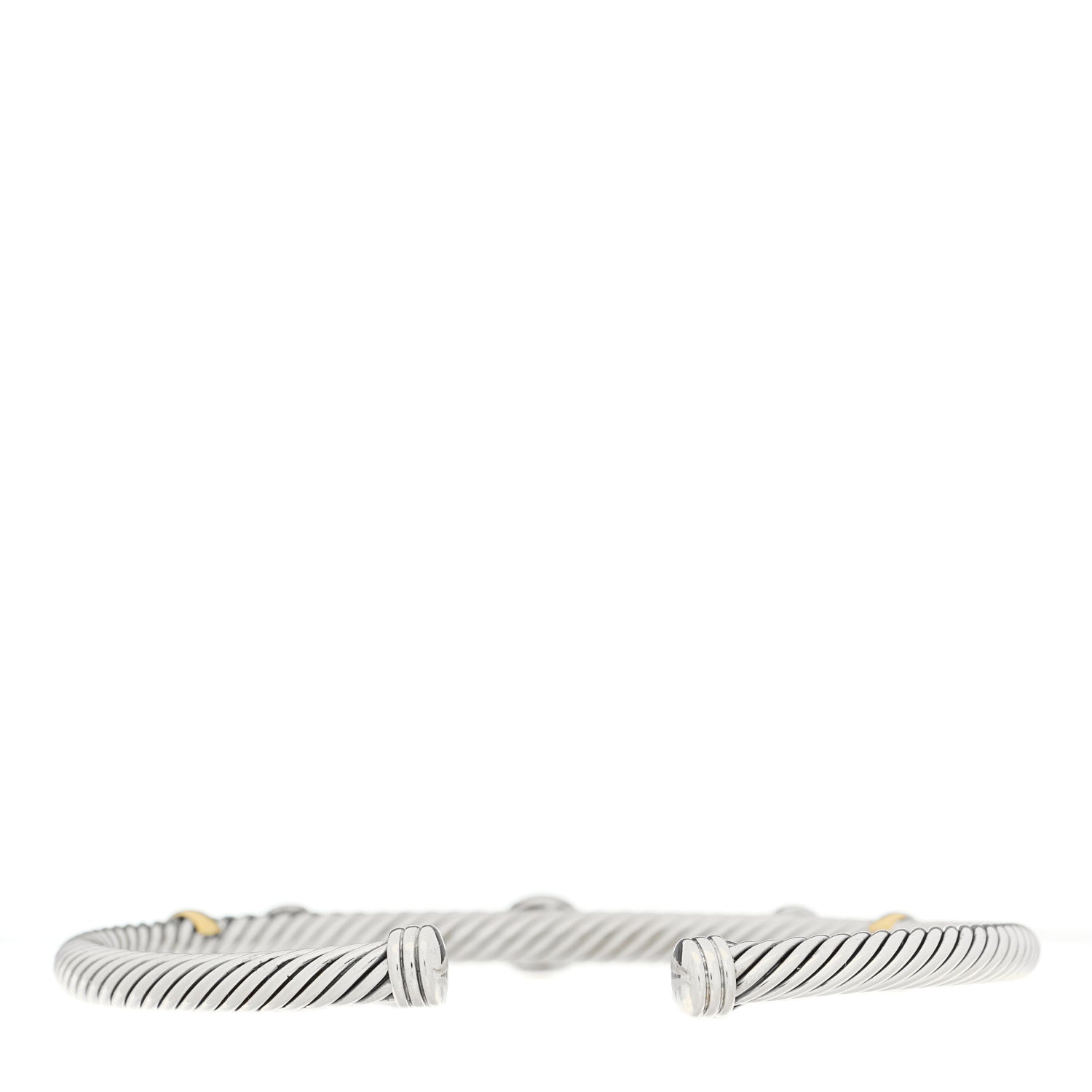 David Yurman Sterling Silver 18K Yellow Gold Green Onyx Iolite 4mm Cable Renaissance Cuff Bracelet 2 of 3