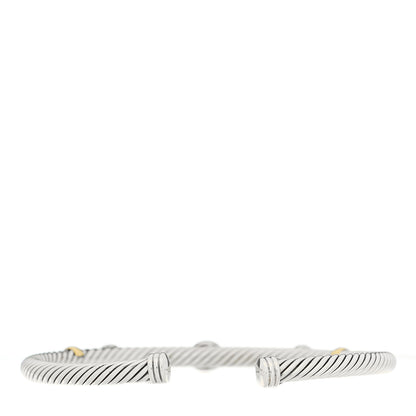 David Yurman Sterling Silver 18K Yellow Gold Green Onyx Iolite 4mm Cable Renaissance Cuff Bracelet 2 of 3
