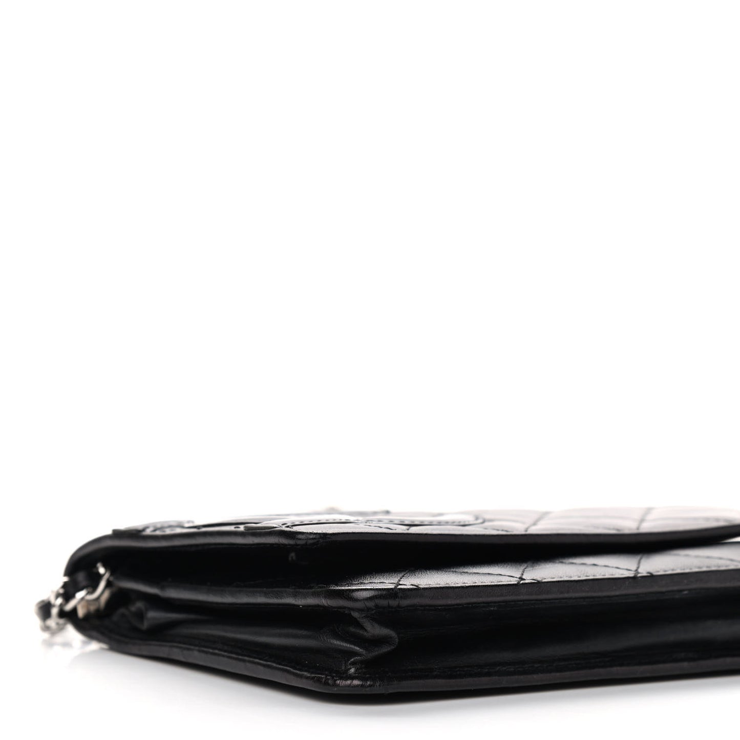 Calfskin Quilted Cambon Wallet On Chain WOC Black