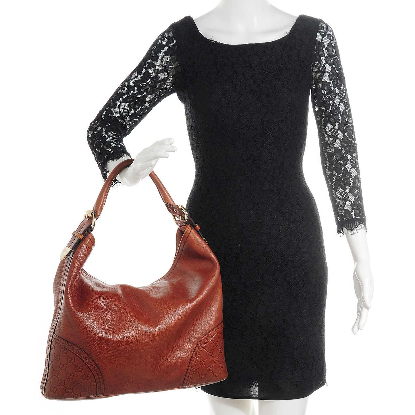 Leather Guccissima Trim Large Signoria Hobo Brown