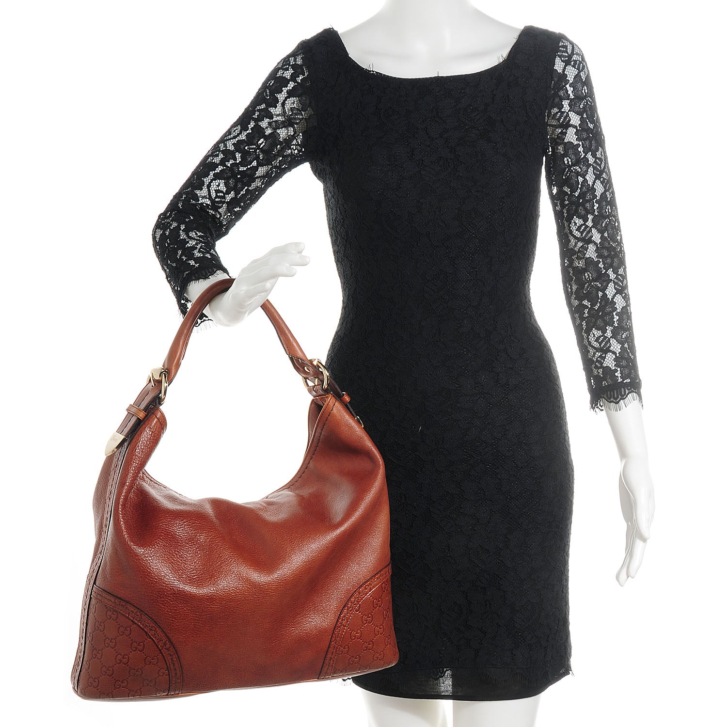 Gucci Leather Guccissima Trim Large Signoria Hobo Brown 2 of 7