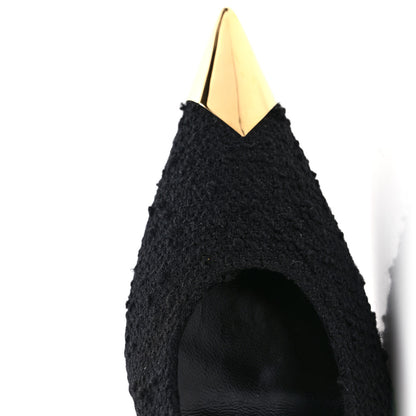 Saint Laurent Tweed Slingback Kendall 90 Pumps 38 Black 8 of 9