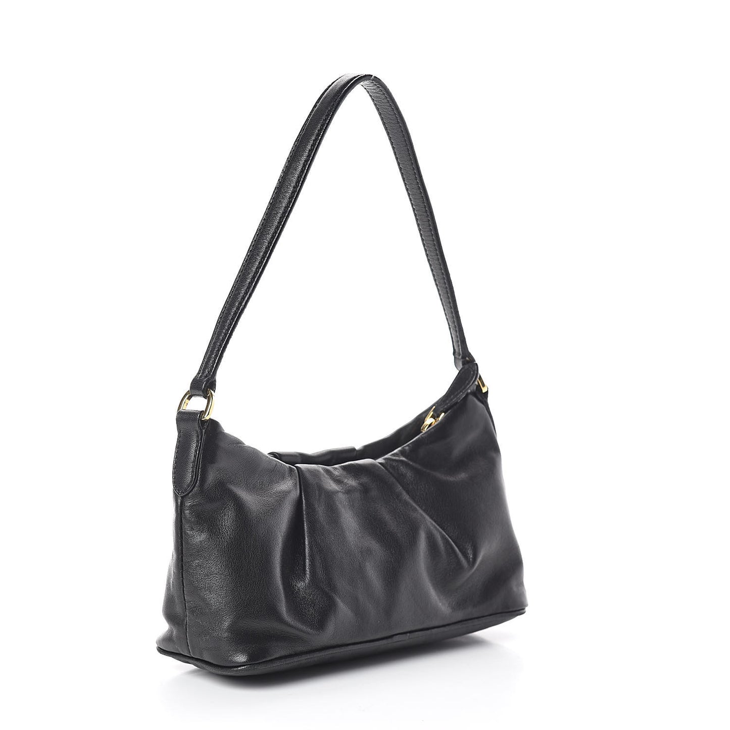 Nappa Flower Shoulder Bag Black