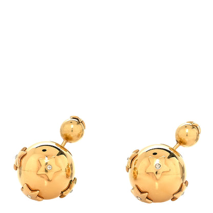 Christian Dior Metal Crystal Mini Stars Tribales Earrings Gold 1 of 4