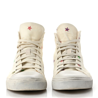 Saint Laurent Canvas Fun-Star Print Bedford Hightop Sneakers 41 Cream 2 of 15
