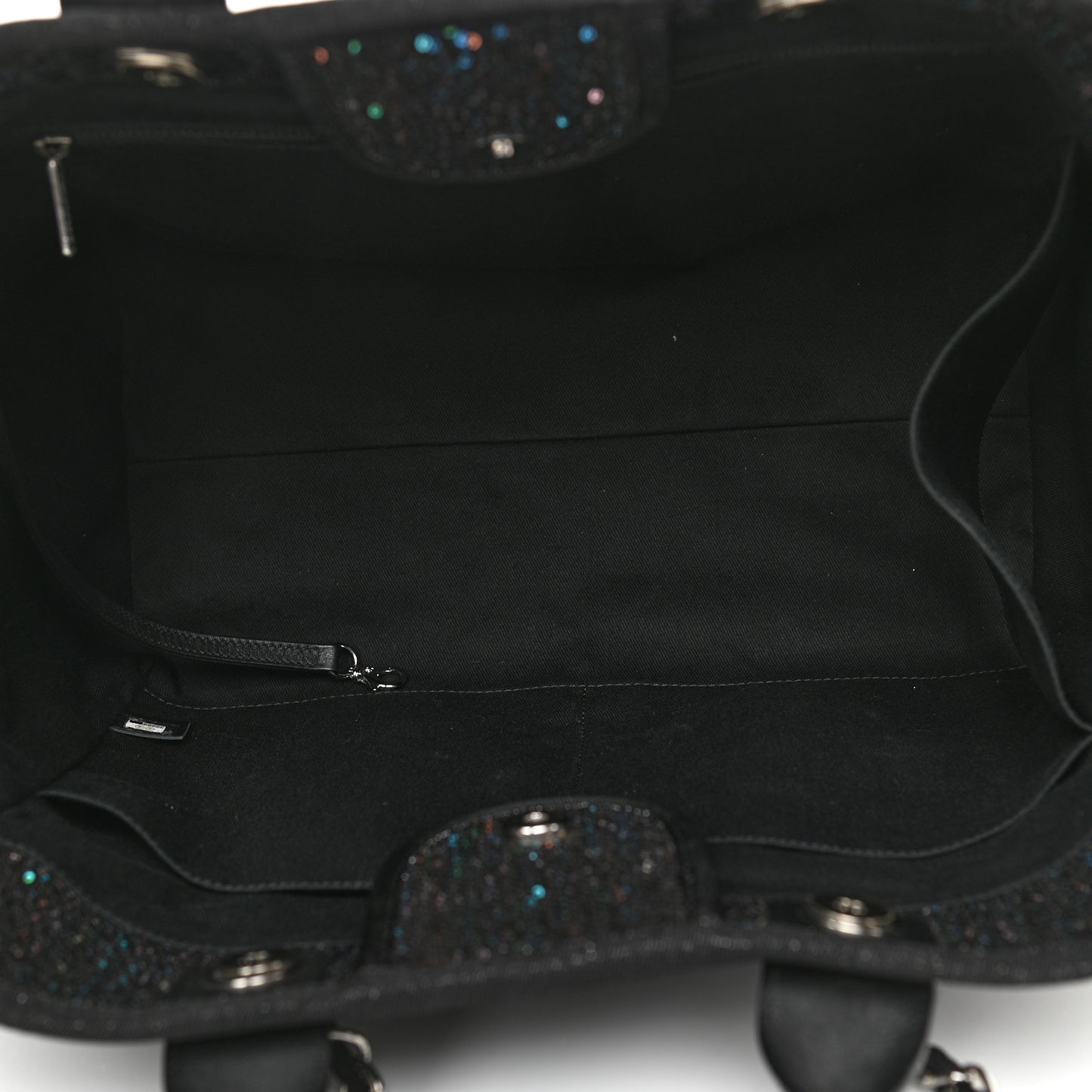 Calfskin Sequin Medium Deauville Tote Black