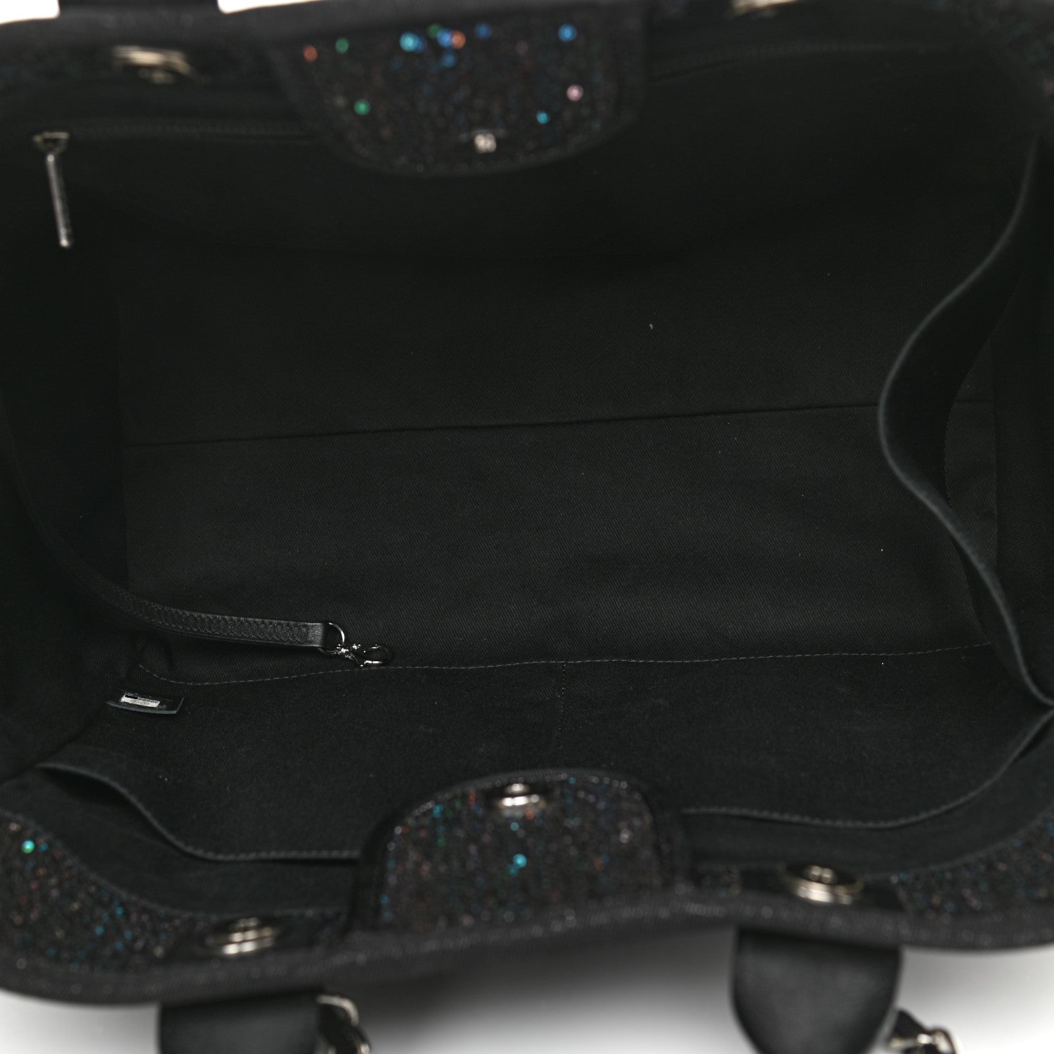 Chanel Calfskin Sequin Medium Deauville Tote Black 5 of 10
