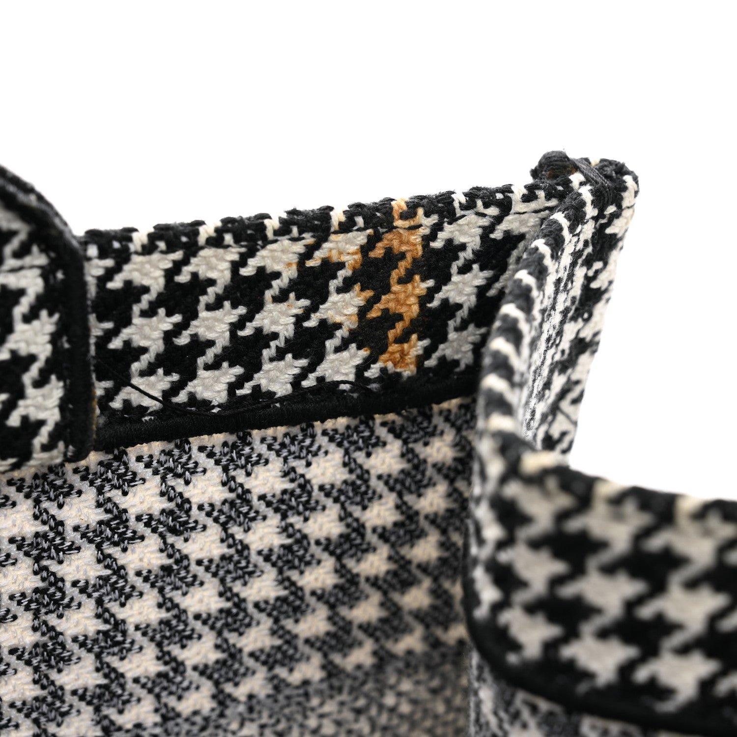 Christian Dior Canvas Houndstooth Embroidered Medium Book Tote Black White 10 of 10