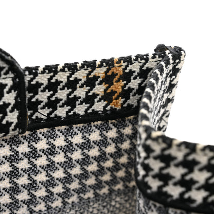 Christian Dior Canvas Houndstooth Embroidered Medium Book Tote Black White 10 of 10