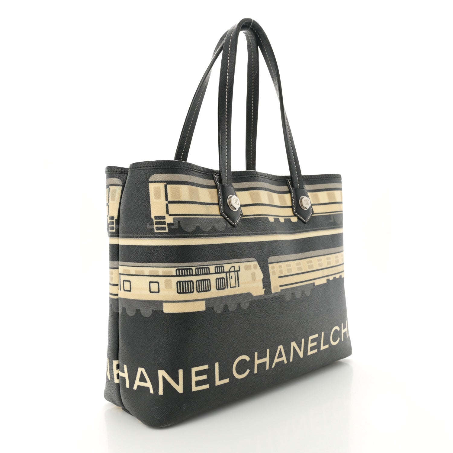 Chanel Coated Canvas Le Train Bag Black 3 of 14