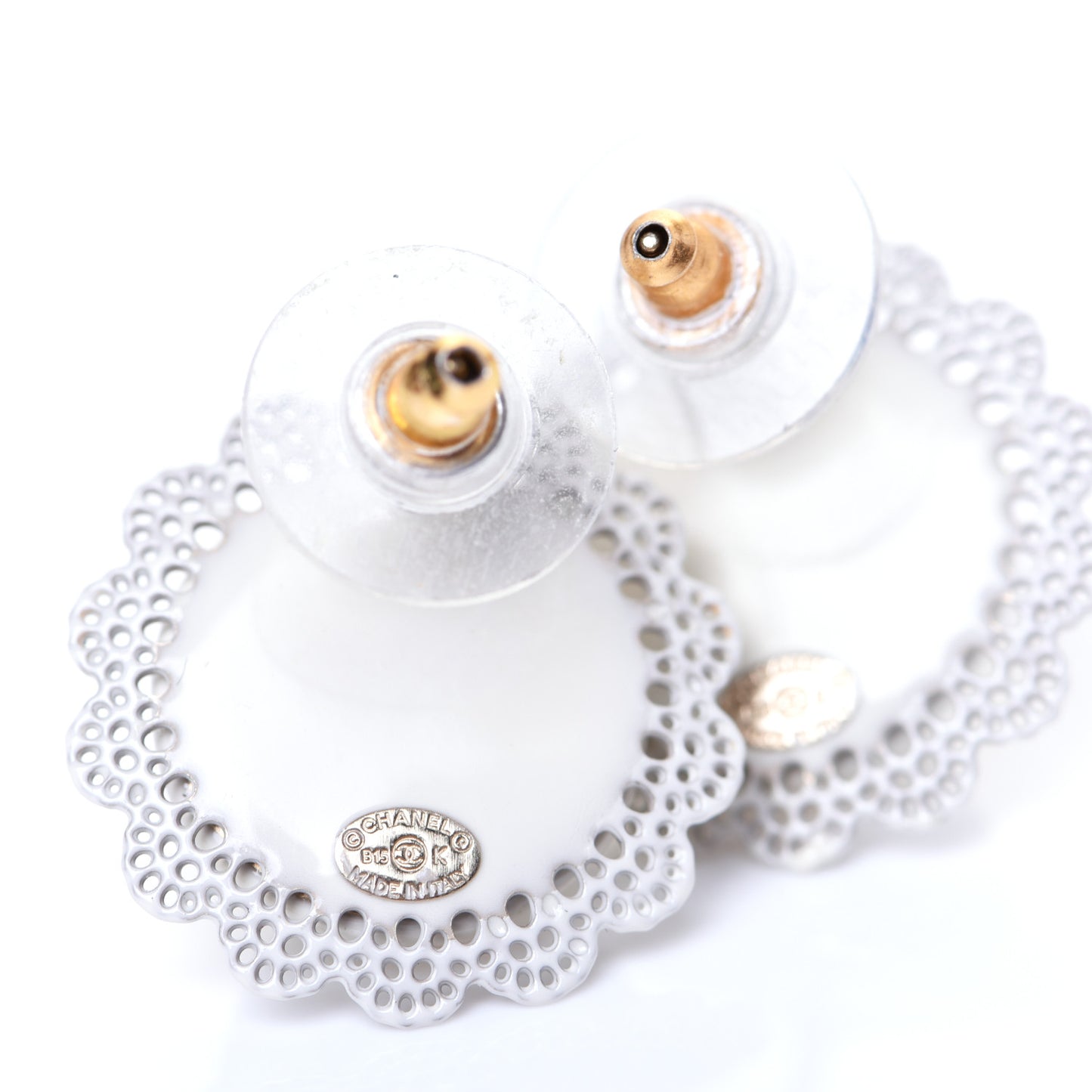 Pearl CC Round Earrings Light Gold
