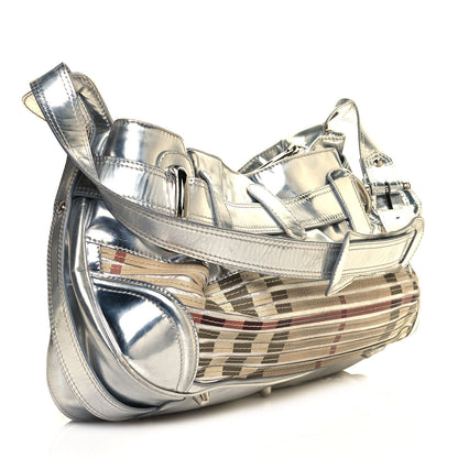 Burberry Metallic Patent House Check Sliced Beaton Silver 3 of 21