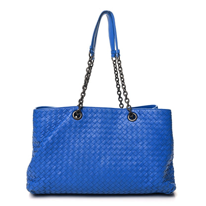 Bottega Veneta Nappa Intrecciato Large Classic Chain Strap Tote Signal Blue 1 of 14