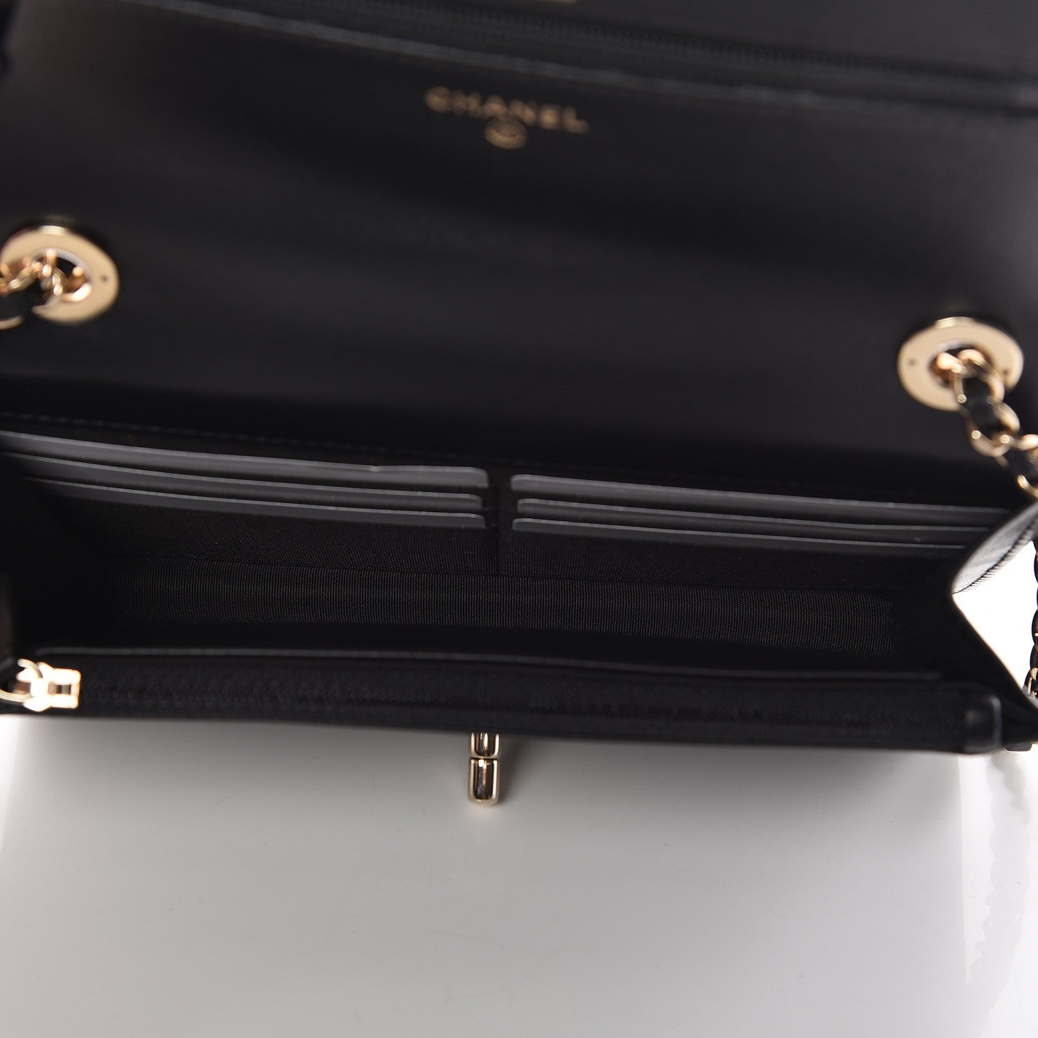 Chanel Lambskin Chevron Quilted Trendy CC Chain Wallet Black 7 of 13
