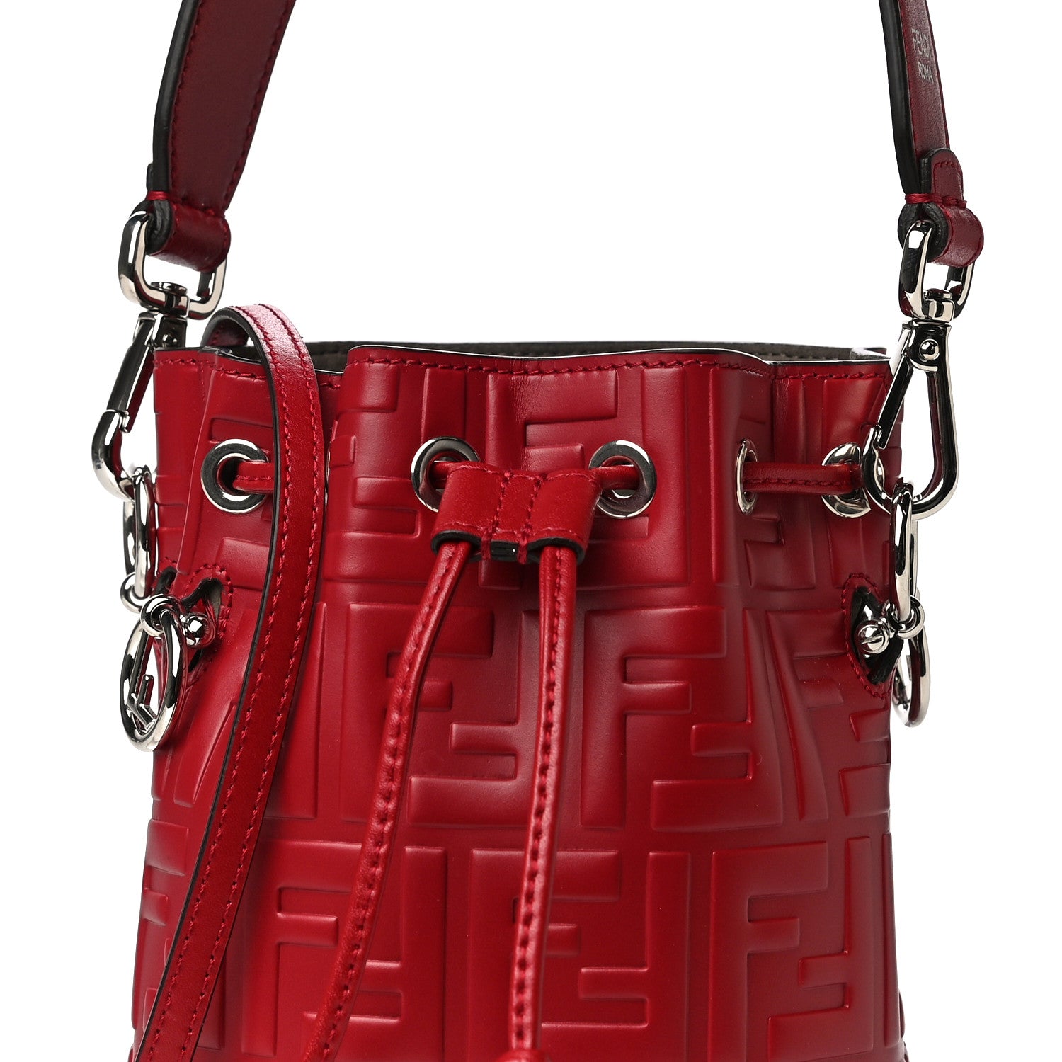 Fendi Vitello Liberty F is Fendi FF 1974 Embossed Mini Mon Tresor Bucket Bag Fragola 9 of 11