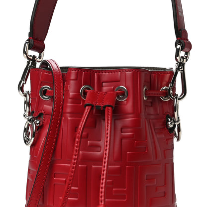 Fendi Vitello Liberty F is Fendi FF 1974 Embossed Mini Mon Tresor Bucket Bag Fragola 9 of 11