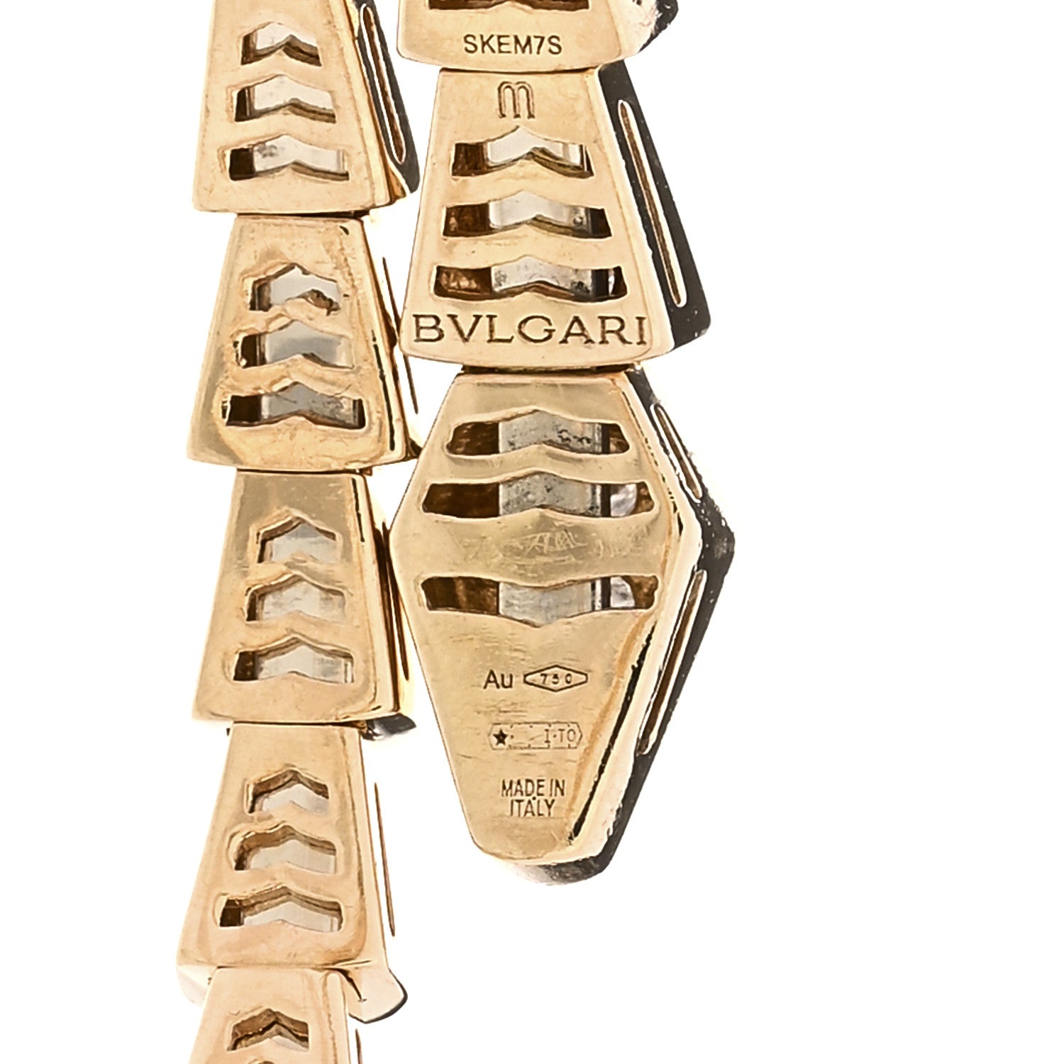 Bulgari 18K Yellow Gold Diamond Serpenti Viper Pave Bracelet M 3 of 4