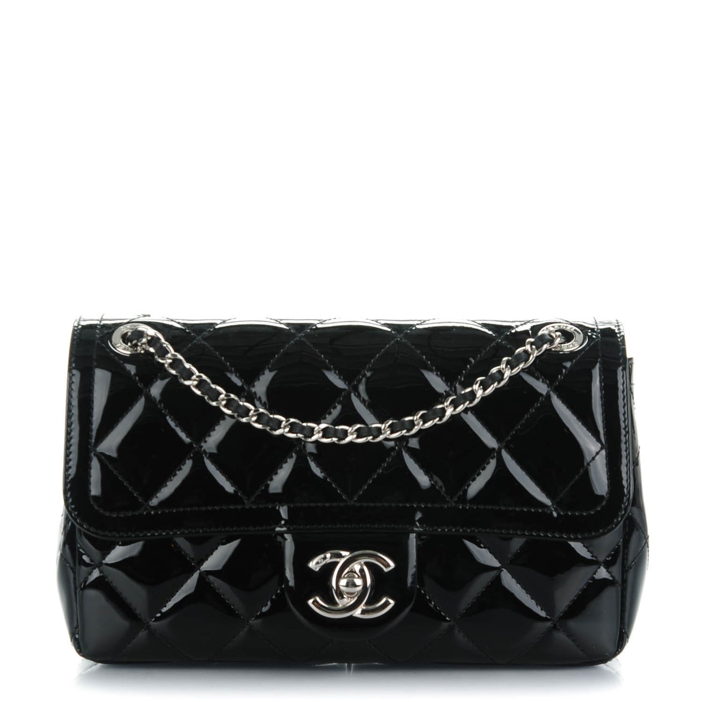 Patent Quilted Small Coco Shine Flap Black