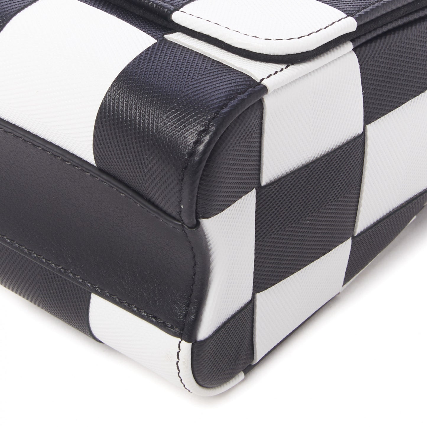 Calfskin Damier Tressage Twist Shoulder Bag MM Black White