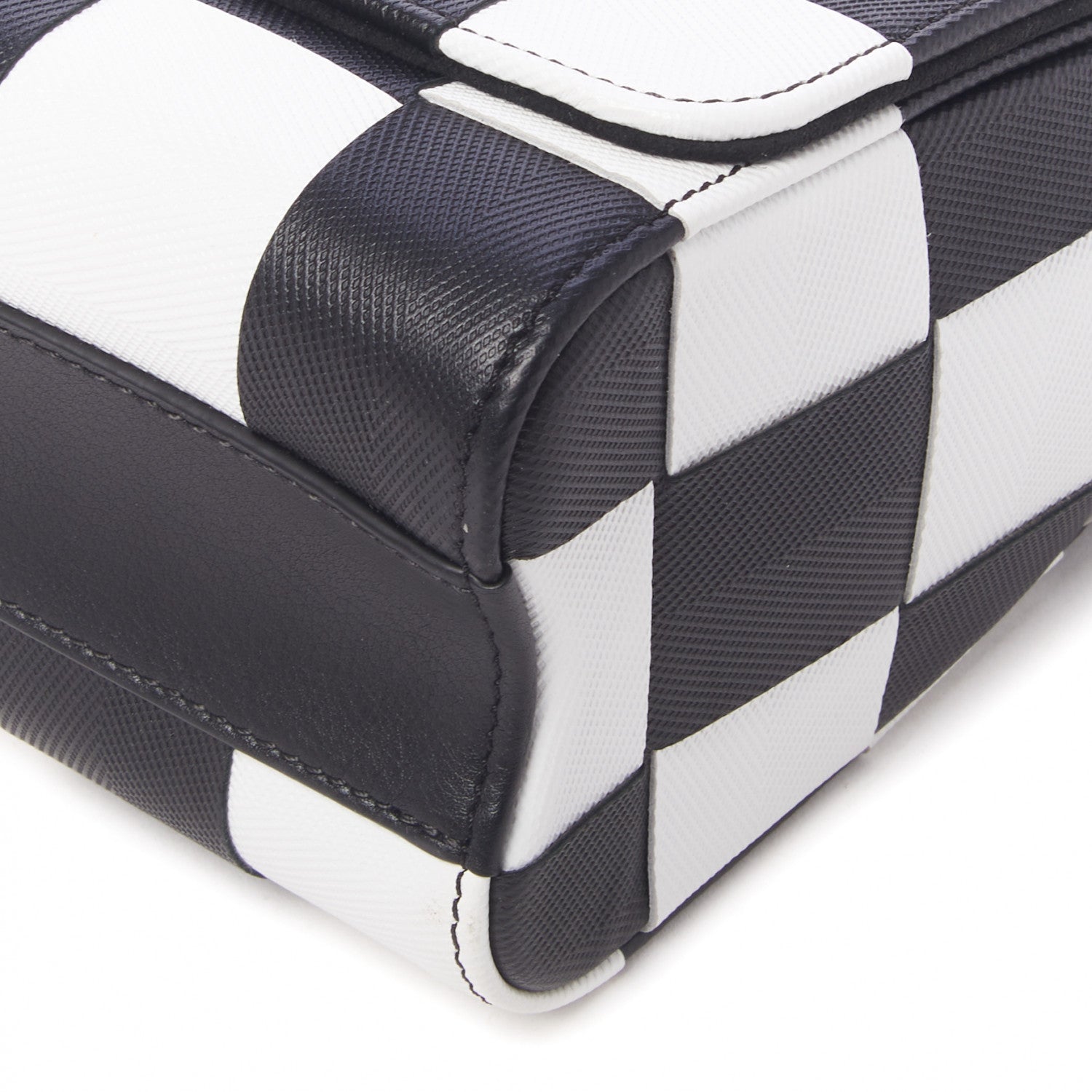 Louis Vuitton Calfskin Damier Tressage Twist Shoulder Bag MM Black White 5 of 9