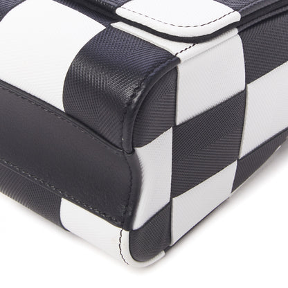 Louis Vuitton Calfskin Damier Tressage Twist Shoulder Bag MM Black White 5 of 9