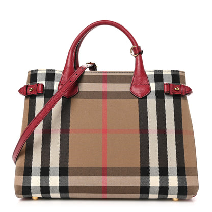 Burberry House Check Grainy Calfskin Medium Banner Tote Russet Red 1 of 10