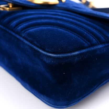 Gucci Velvet Matelasse Medium GG Marmont Shoulder Bag Cobalt Blue 6 of 26