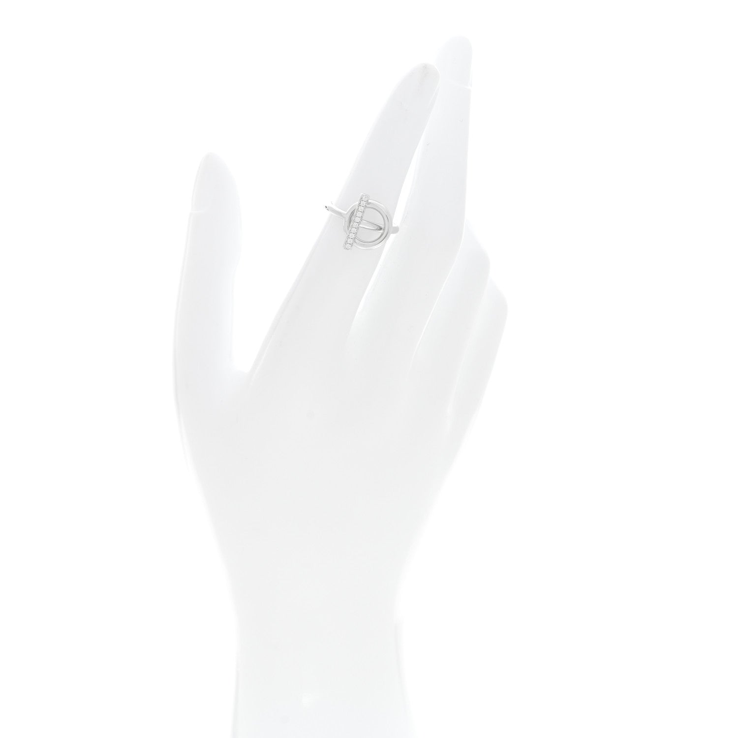 Hermes 18K White Gold Diamond PM Echappee Ring 49 5 2 of 5