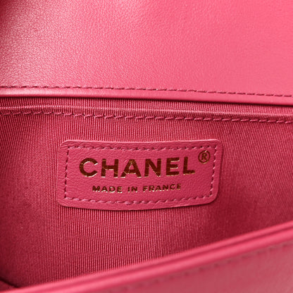 Chanel Lambskin Tweed Quilted Small Boy Flap Dark Pink 6 of 10