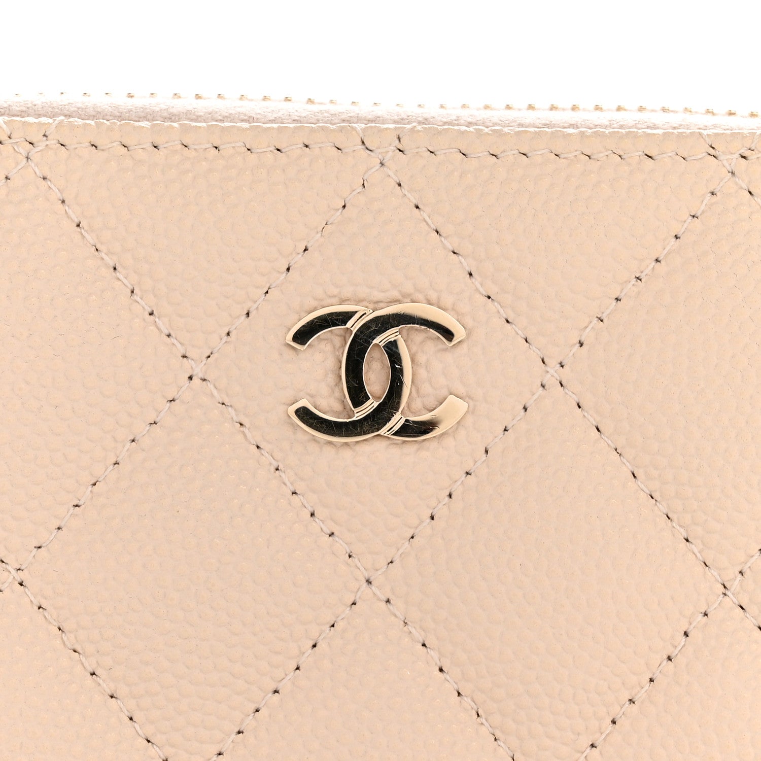 Chanel Caviar Quilted Zip Coin Purse Ivory 8 of 9