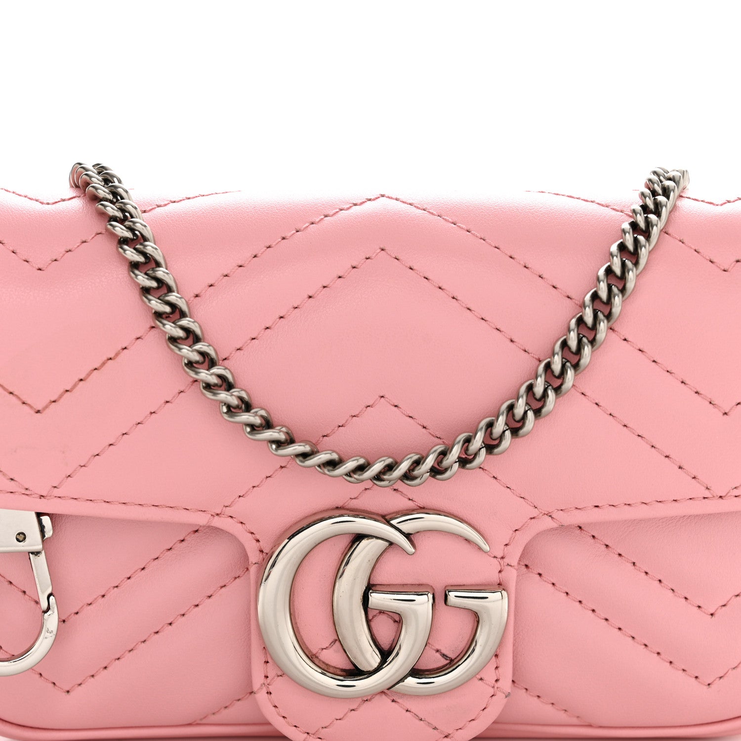 Gucci Calfskin Matelasse Super Mini GG Marmont Shoulder Bag Wild Rose 8 of 10