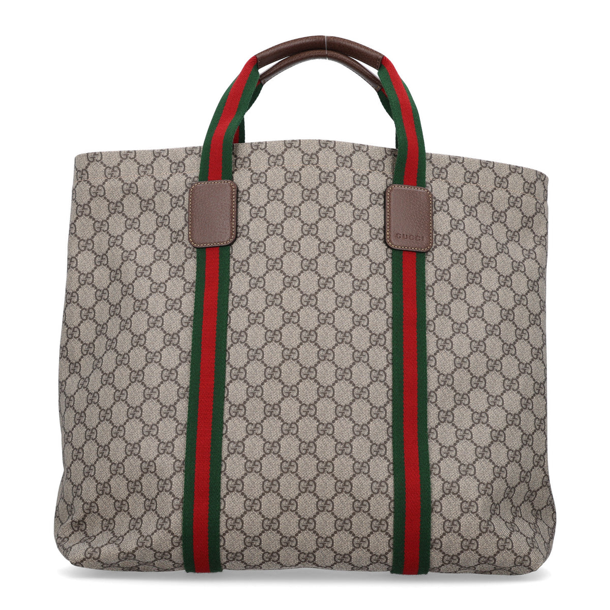 Gucci Tender GG Supreme Monogram Textured Dollar Calfskin Web Tote Beige Ebony New Acero 1 of 10