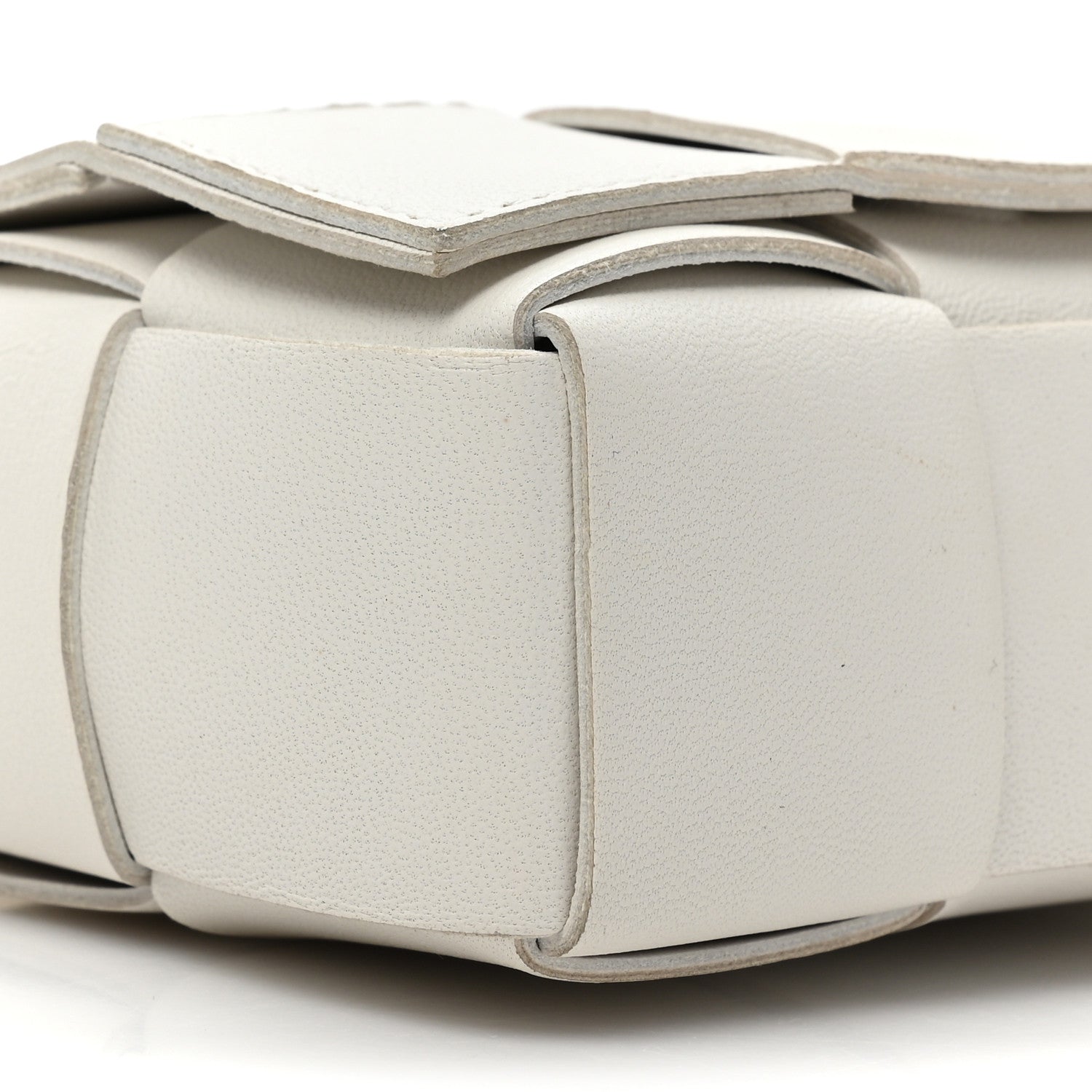 Bottega Veneta Lambskin Maxi Intrecciato Extra Mini Cassette Crossbody Bag White 8 of 9