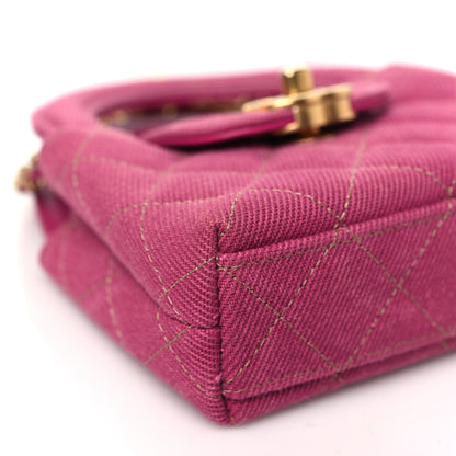 Chanel Denim Quilted Mini Nano Kelly Shopper Fuchsia 9 of 11