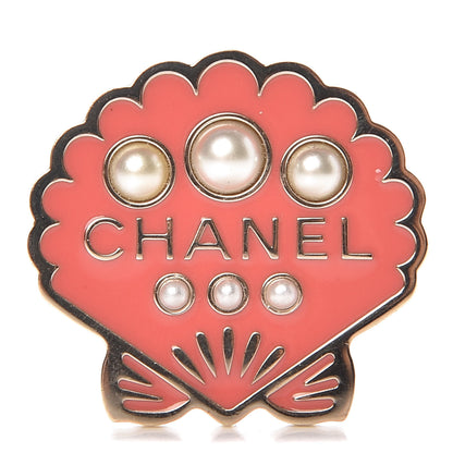 Chanel Enamel Pearl Seashell Pin Pink 1 of 4