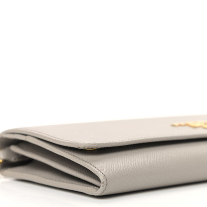 Prada Saffiano Metal Oro Chain Wallet Pomice 7 of 11