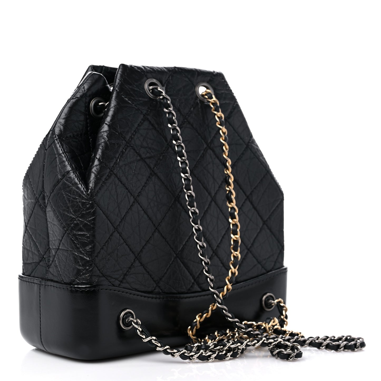 Aged Calfskin Quilted Small Gabrielle Backpack Black
