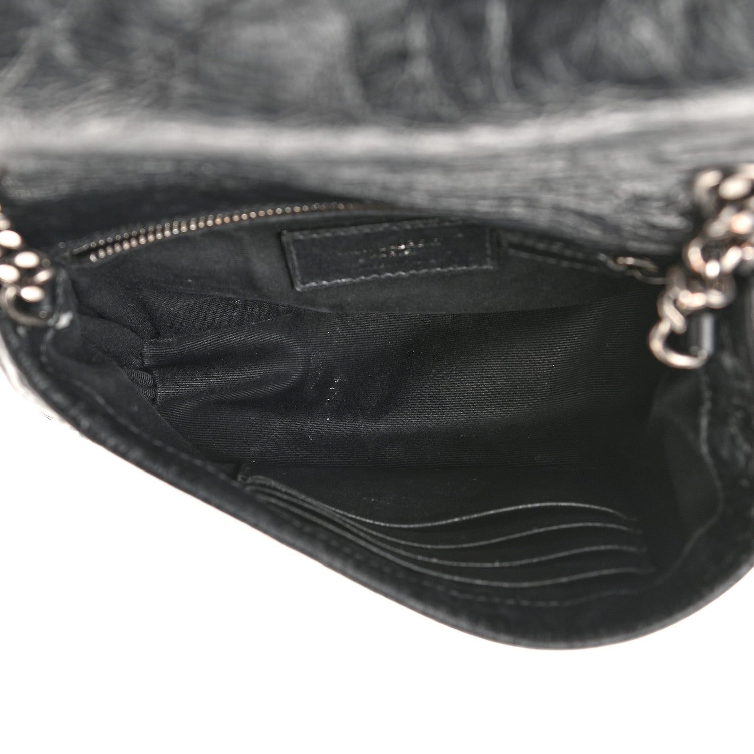 Saint Laurent Crinkled Calfskin Matelasse Monogram Niki Chain Wallet Black 5 of 13