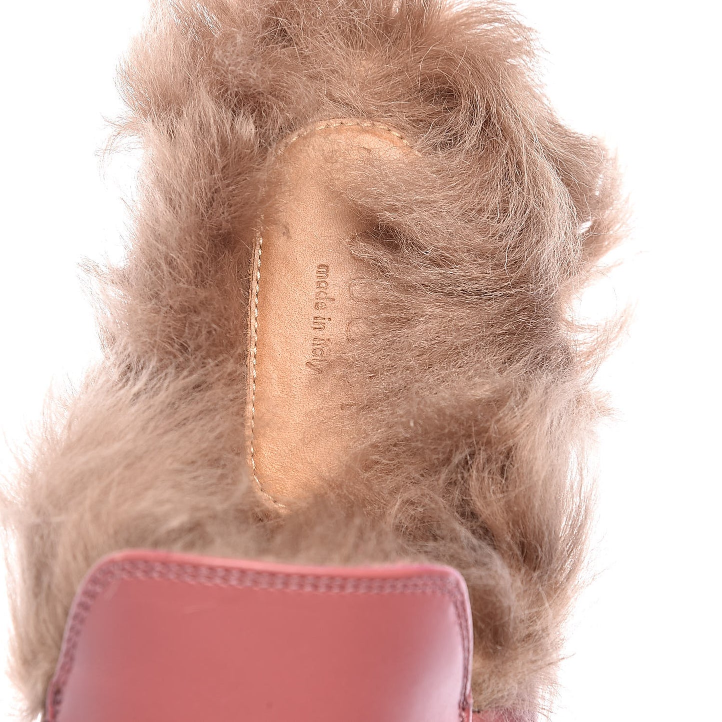 Calfskin Fur Womens Princetown Slippers 36.5 Lipstick Rose Natural