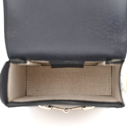 Gucci GG Supreme Monogram Textured Dollar Calfskin Mini Horsebit 1955 Crossbody Bag Beige Blue 5 of 10