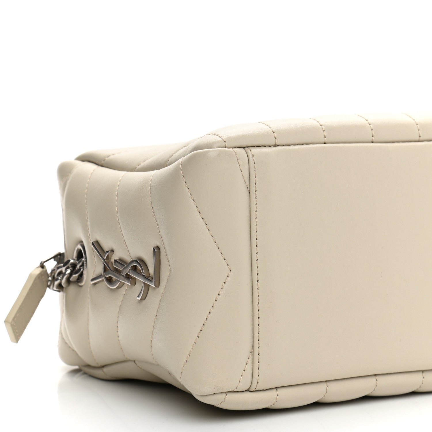 Saint Laurent Calfskin Y Quilted Monogram Small Loulou Bowling Bag Ivory 7 of 8