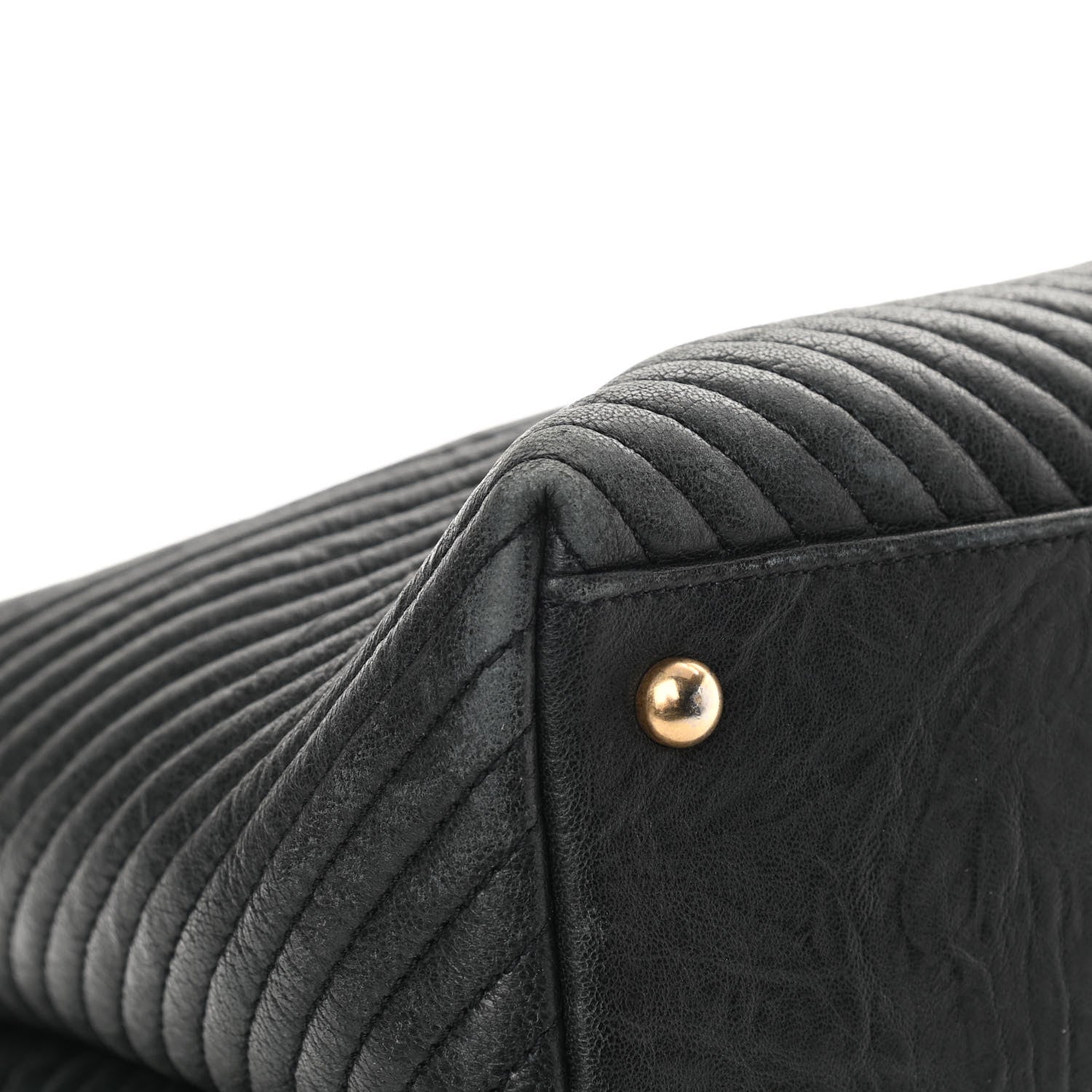 Chanel Wrinkled Lambskin Chevron Quilted Large Surpique Tote Black 9 of 17