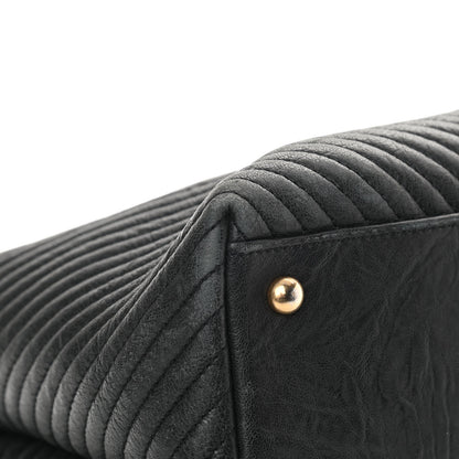 Chanel Wrinkled Lambskin Chevron Quilted Large Surpique Tote Black 9 of 17