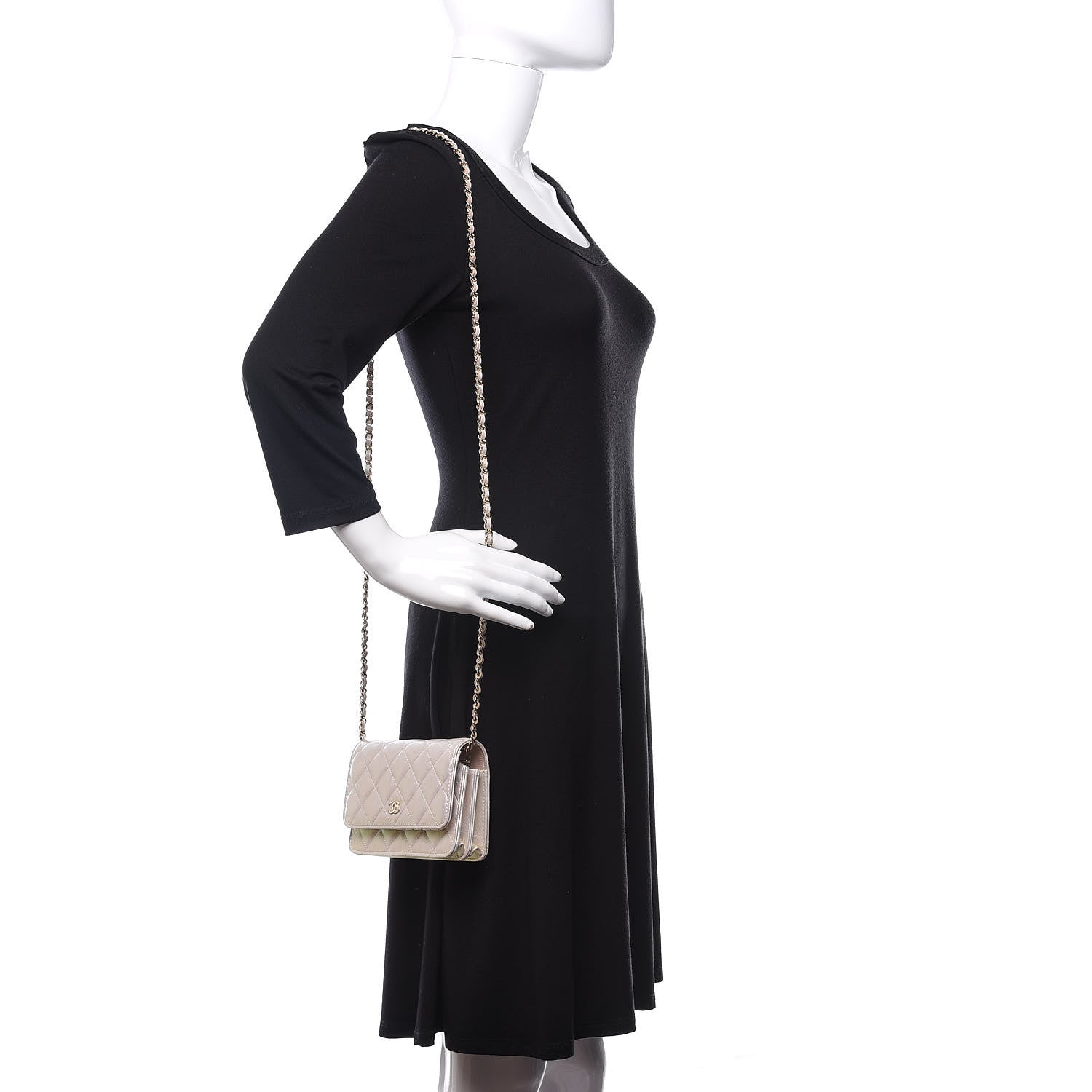 Chanel Iridescent Lambskin Quilted Mini Wallet On Chain WOC Ivory 2 of 13