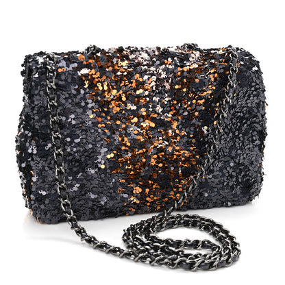 Chanel Sequin Mini Rectangular Flap Blue Gold 3 of 11