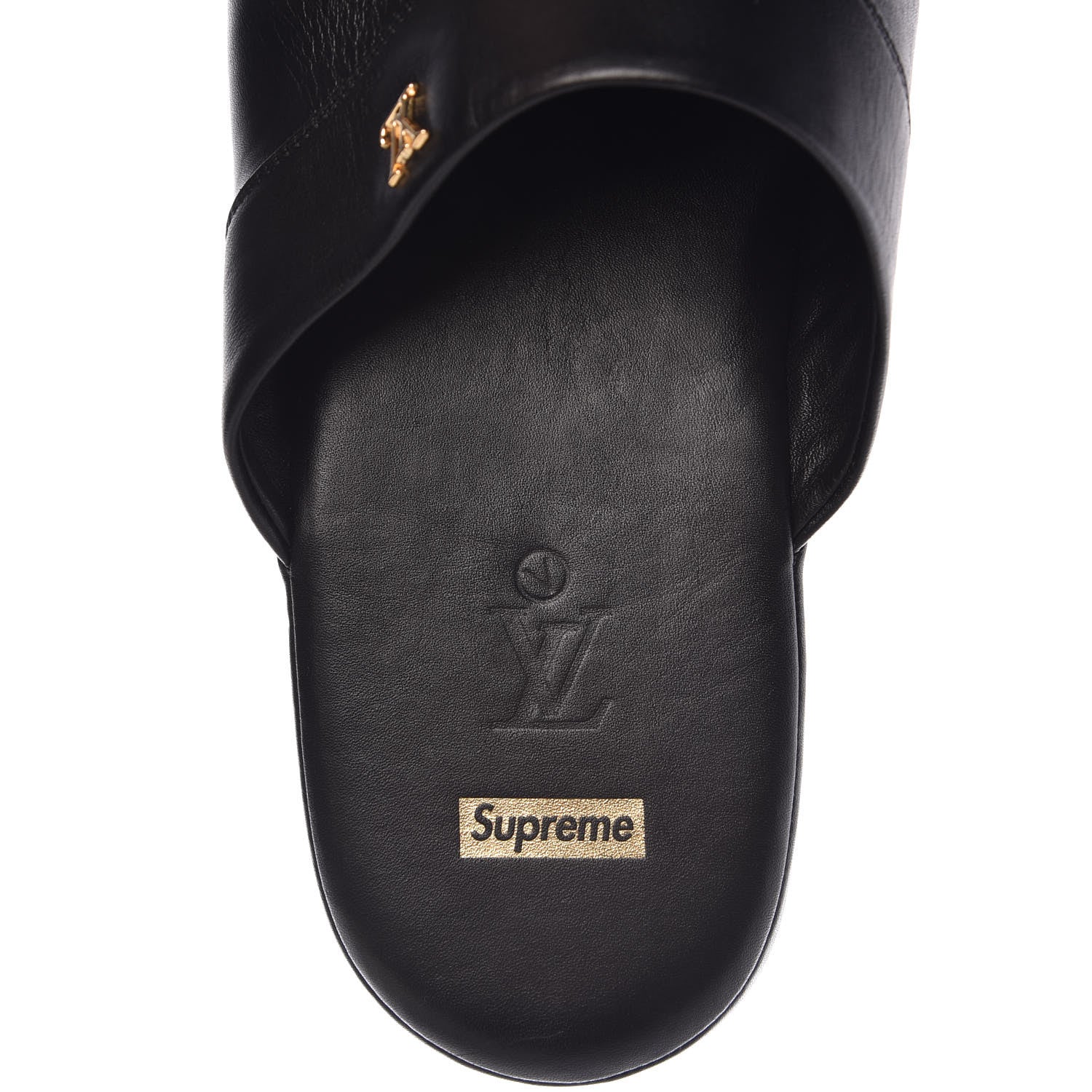 Louis Vuitton X SUPREME Lambskin Mens Hugh Slippers 6 Black 6 of 8