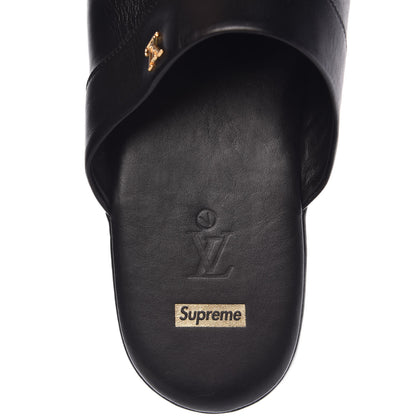 Louis Vuitton X SUPREME Lambskin Mens Hugh Slippers 6 Black 6 of 8