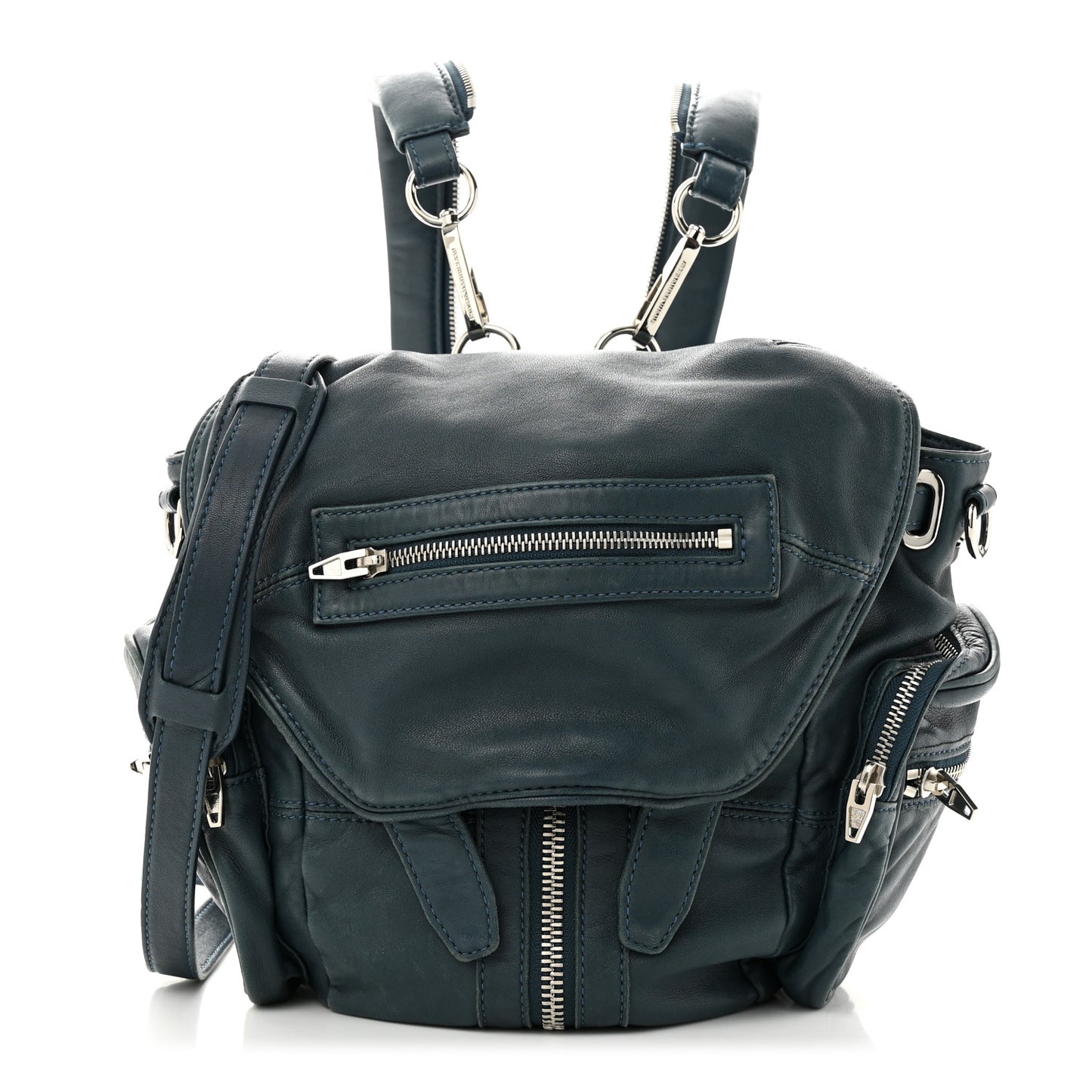 Lambskin Mini Marti Backpack Petrol Rhodium Hardware